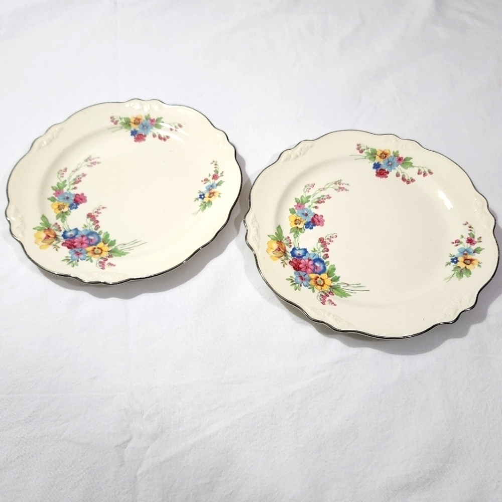 2 Vintage Homer Laughlin Virginia Rose Luncheon Plates L46 N8 Cottage Fairy Fine - Picture 3 of 16